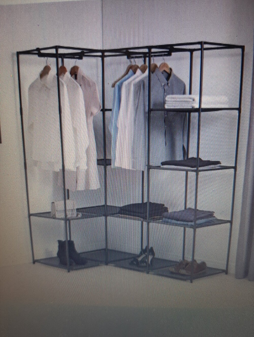 Mainstays Black Open Closet Organizer with Shelves and Hanging Rods